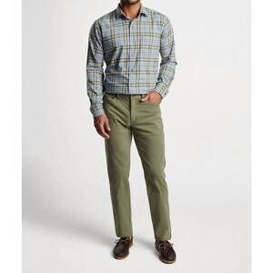 NEW PETER MILLAR signature sateen five-pocket pant in military